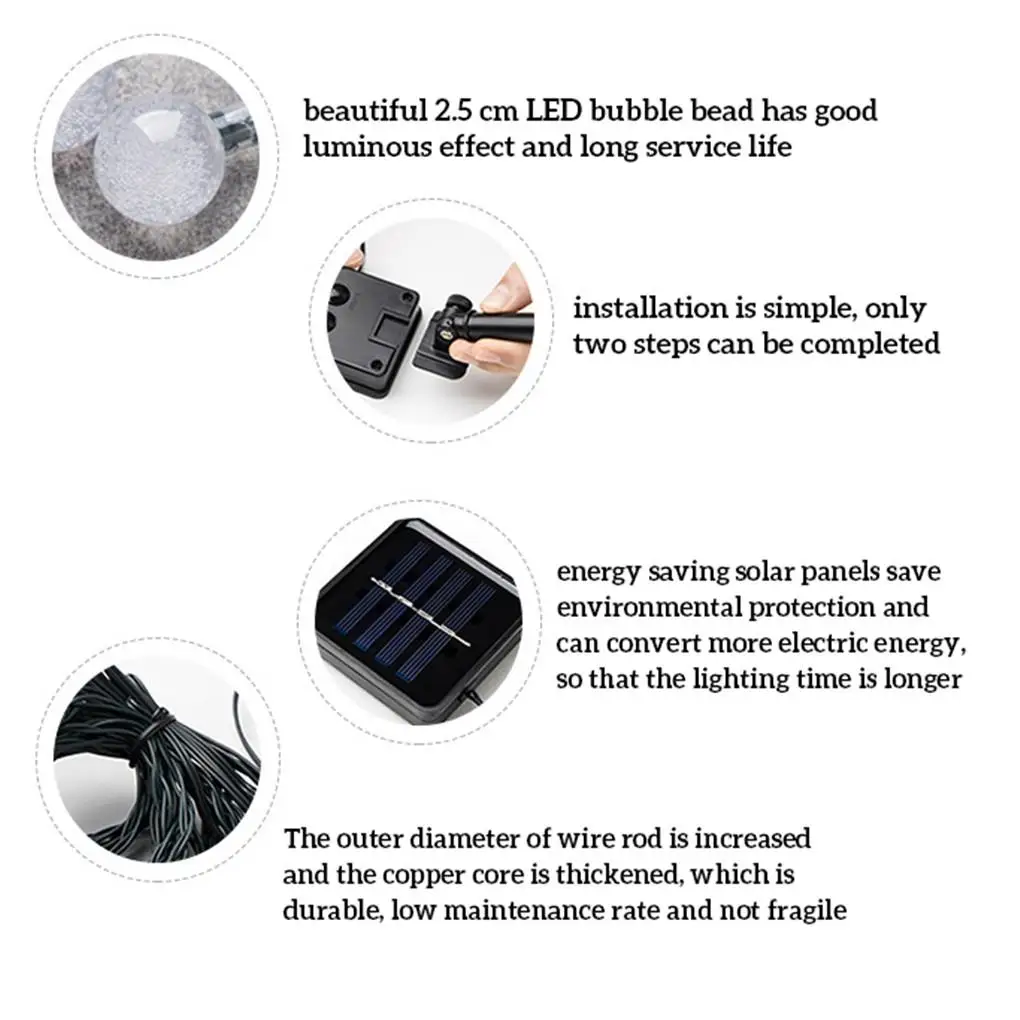 Solar energy 30 lamp bubble bulb lamp string outdoor waterproof festival decorative lamp courtyard lamp
Solar energy 30 lamp bubble bulb lamp string outdoor waterproof festival decorative lamp courtyard lamp