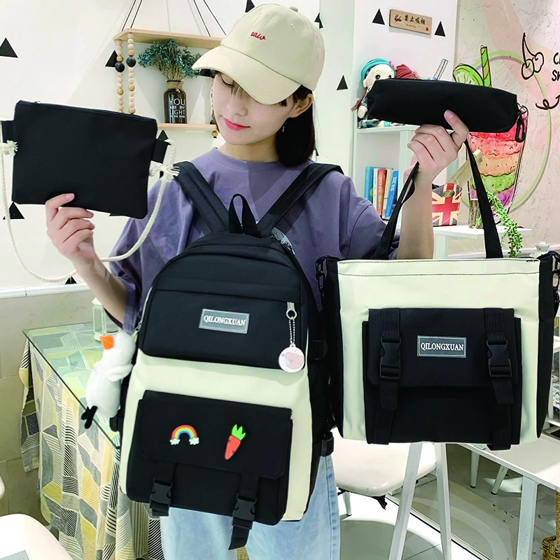 Large Capacity Women's Backpack Four Piece Backpacks for Cute Girls Canvas School Bag Travel Rucksack Ladies Anti Theft Mochila
Large Capacity Women's Backpack Four Piece Backpacks for Cute Girls Canvas School Bag Travel Rucksack Ladies Anti Theft Mochila