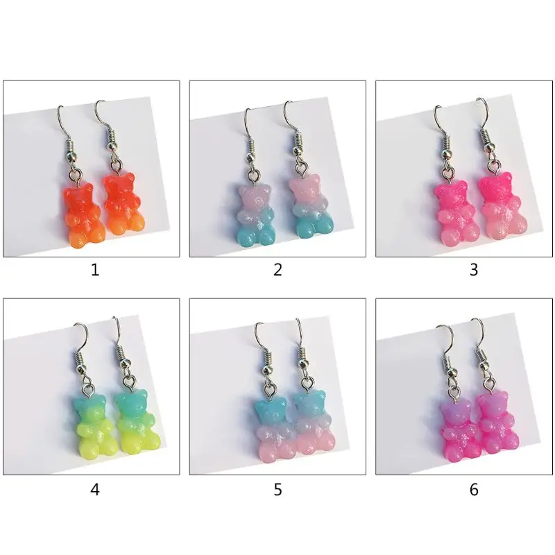 1 Pair Fashion Lovely Candy Color Cartoon Gummy Bear Resin Dangle Drop Earrings Little Animal Charms Ear Danglers 
1 Pair Fashion Lovely Candy Color Cartoon Gummy Bear Resin Dangle Drop Earrings Little Animal Charms Ear Danglers