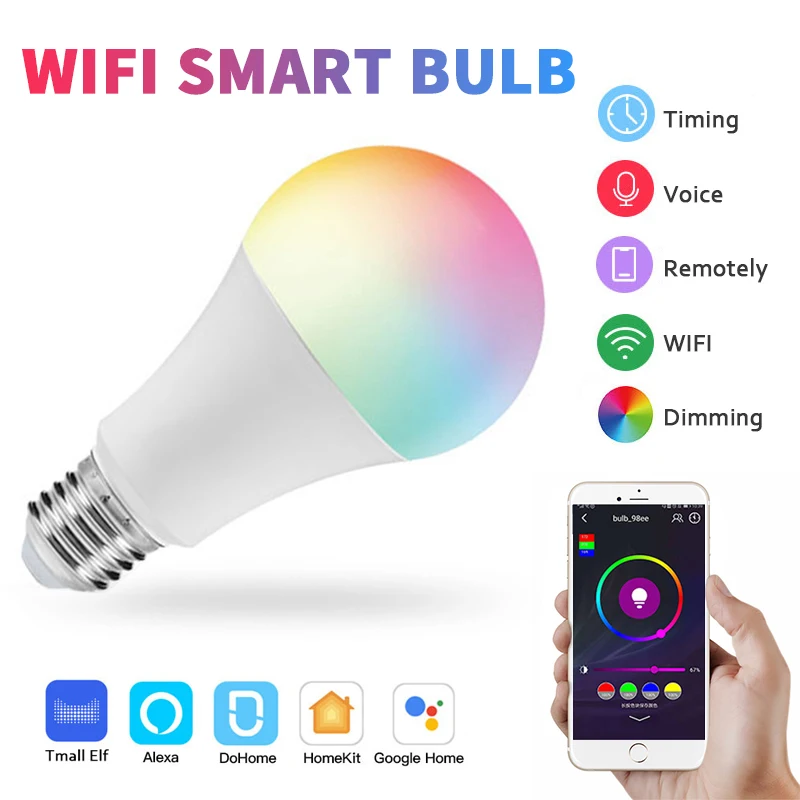 E27 WiFi Smart Bulb 9W RGBCWW Dimmable LED Light Bulb 2700-6500K Voice Control Works With Siri Alexa Google Home For Homekit
E27 WiFi Smart Bulb 9W RGBCWW Dimmable LED Light Bulb 2700-6500K Voice Control Works With Siri Alexa Google Home For Homekit