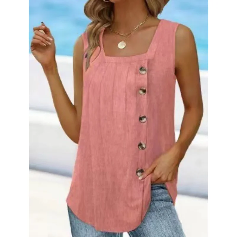 Button Pullover Fashion Plus Size Pleated Solid Top 2023 Women's Summer New Tank Top Sexy Square Neck Sleeveless Swallowtail
Button Pullover Fashion Plus Size Pleated Solid Top 2023 Women's Summer New Tank Top Sexy Square Neck Sleeveless Swallowtail