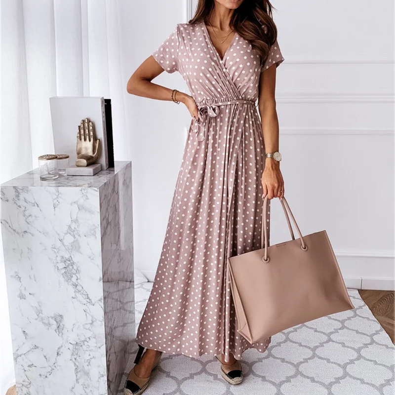 2022 Polka Dot Women's Dress V-neck Summer Wrap Dresses For Women Casual Front Split female Long Dress Office Ladies Vestidos
2022 Polka Dot Women's Dress V-neck Summer Wrap Dresses For Women Casual Front Split female Long Dress Office Ladies Vestidos