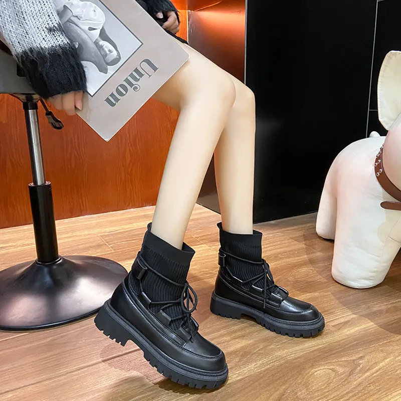 Thick-Soled PU Leather Boots Women Black Wedges Casual Women Boots Fashion Lace-Up High Boots Spring Autumn Classic Women Shoes
Thick-Soled PU Leather Boots Women Black Wedges Casual Women Boots Fashion Lace-Up High Boots Spring Autumn Classic Women Shoes