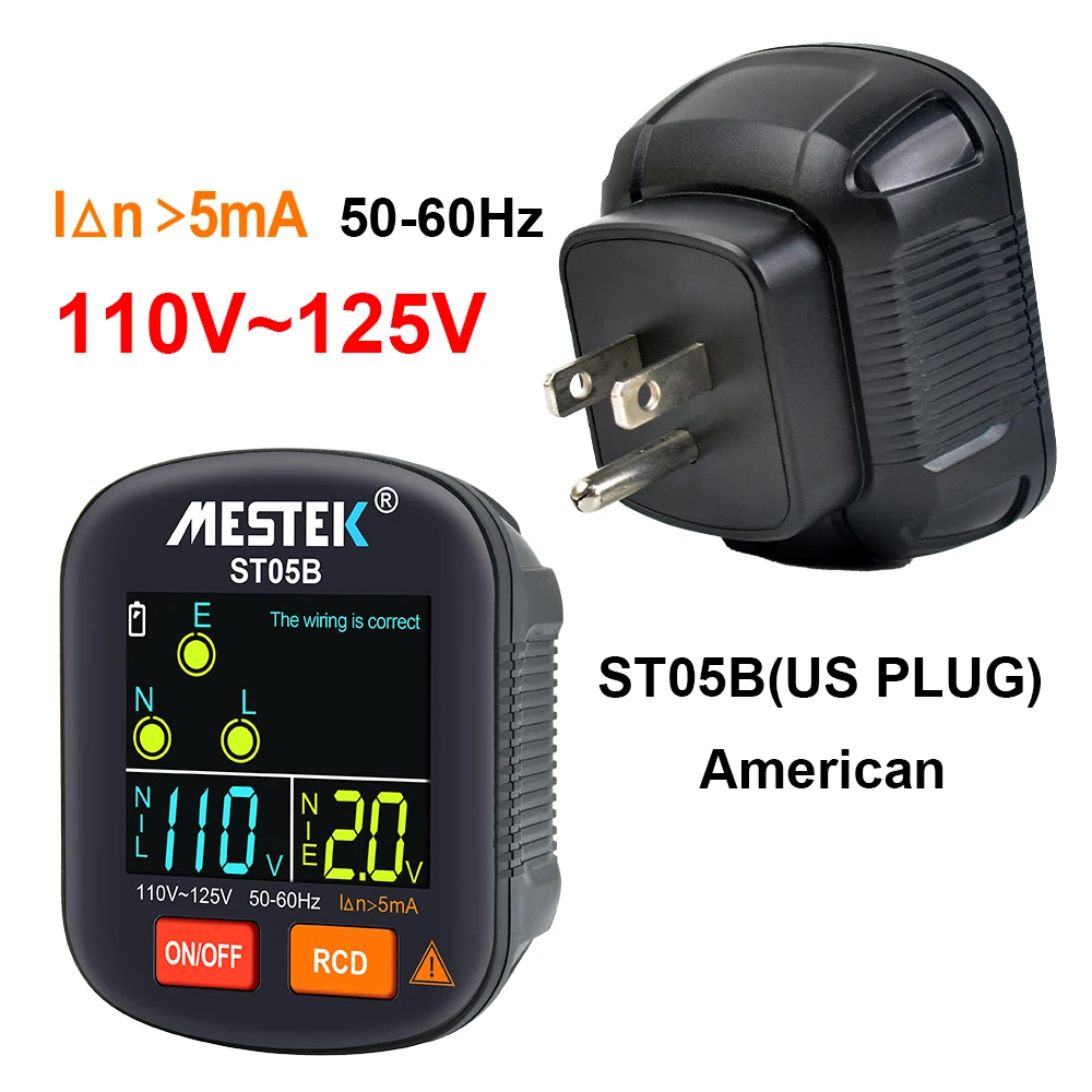 Digital Socket Tester Smart Voltage Detector RCD Voltage 30-250V Tester Ground Polarity Phase Check Tool with Color Display
Digital Socket Tester Smart Voltage Detector RCD Voltage 30-250V Tester Ground Polarity Phase Check Tool with Color Display