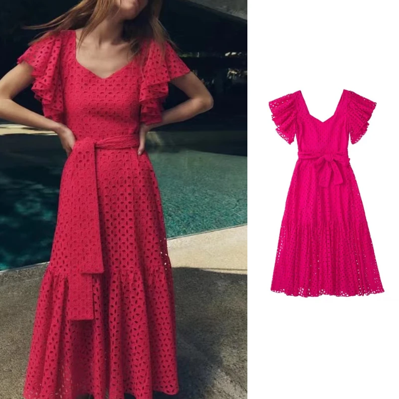 ZA New Women Embroidered Hollow Midi Dress Summer Fashion High Street Sweet Show Sexy Backless Elegant Dress
ZA New Women Embroidered Hollow Midi Dress Summer Fashion High Street Sweet Show Sexy Backless Elegant Dress