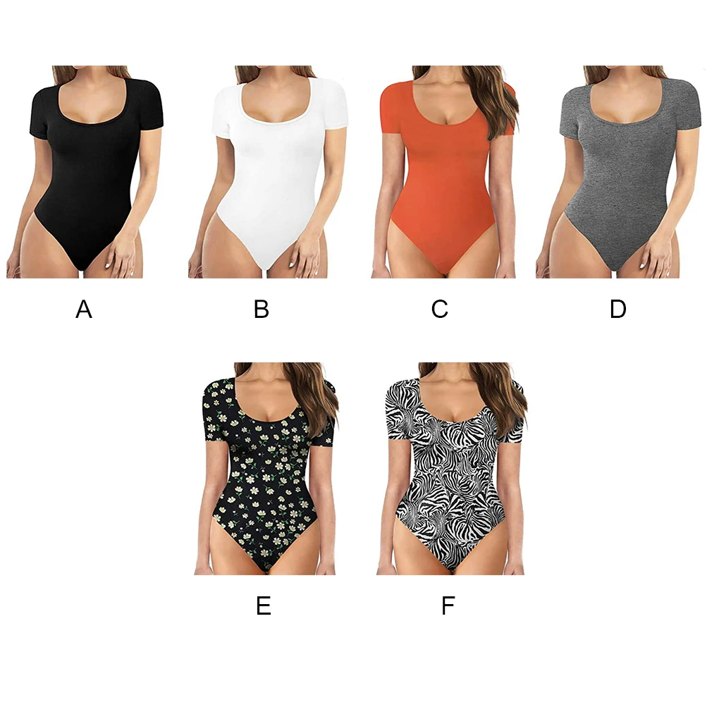 

Short-sleeve Bodysuit Tight-fitting Jumpsuit Cool Outdoor Body Shape Causal Scoop Round Neck Sexy Fashion Streetwear Woman Shirt