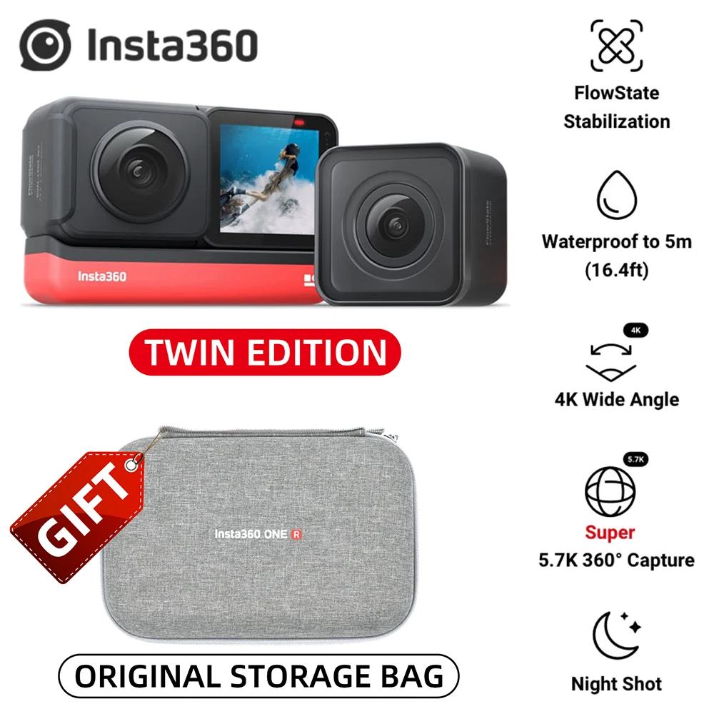 RC Insta360 ONE R Sports Action Camera 5.7K 360° Panoramic+ 4K Wide Angle Waterproof Video Camera Anti-shake Twin Edition Cam
RC Insta360 ONE R Sports Action Camera 5.7K 360° Panoramic+ 4K Wide Angle Waterproof Video Camera Anti-shake Twin Edition Cam
