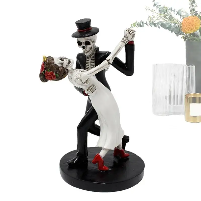 

Sugar Skull Couple Statue Latin Tango Skeleton Couple Dancing Statue Collectable Day Of The Dead Mini Resin Decorations