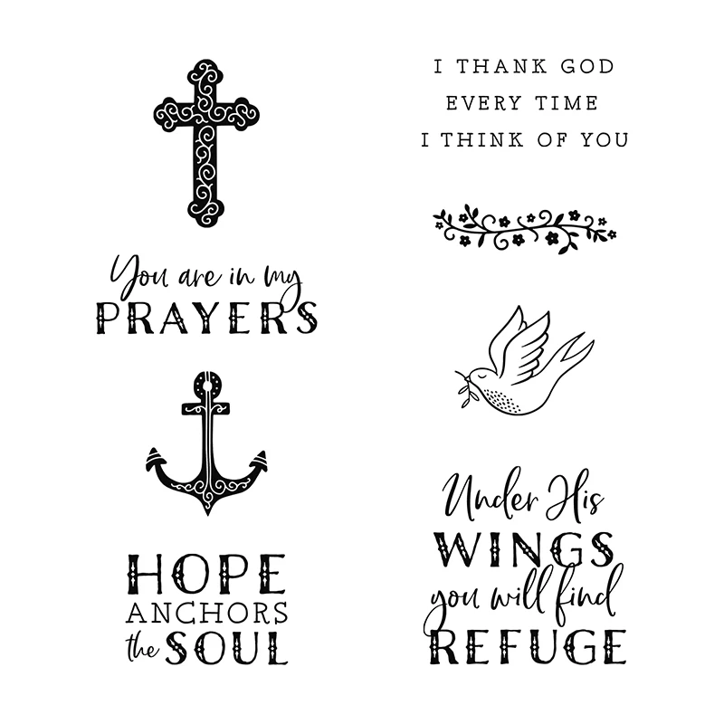 

4.3x4.3inch English/German Hope & Prayer Stamp Set Sentiments Floral Clear Stamps for DIY Scrapbooking Crafts Card Making 20A