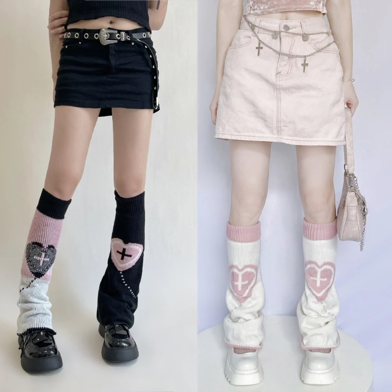 Punk for Cross Heart Balloon Leg Warmers Women Gothic Reversible Knee High Long Socks Knitted Foot Covers Streetwear
Punk for Cross Heart Balloon Leg Warmers Women Gothic Reversible Knee High Long Socks Knitted Foot Covers Streetwear