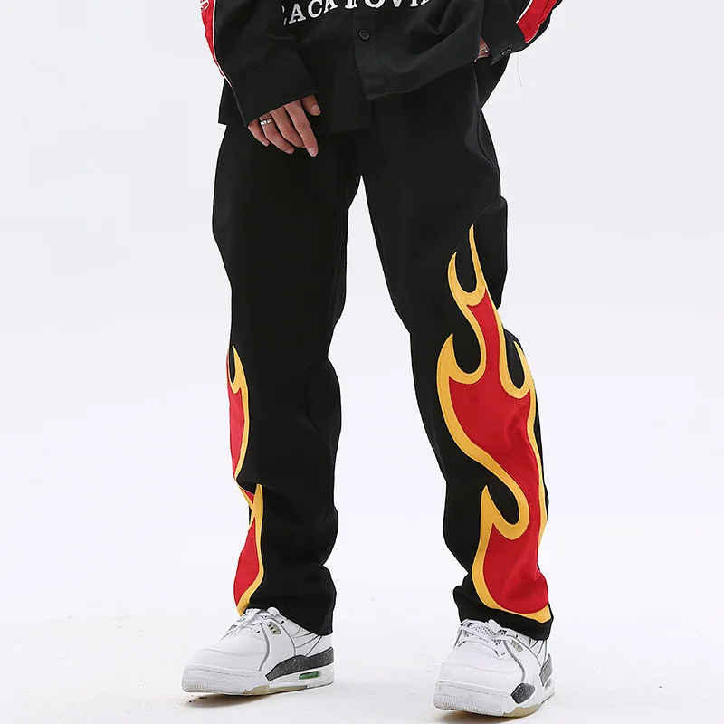 Harajuku Both Side Flame Embroidery Straight Casual Mens Cargos Streetwear Retro Pockets Patchwork Loose Trousers Oversized
Harajuku Both Side Flame Embroidery Straight Casual Mens Cargos Streetwear Retro Pockets Patchwork Loose Trousers Oversized