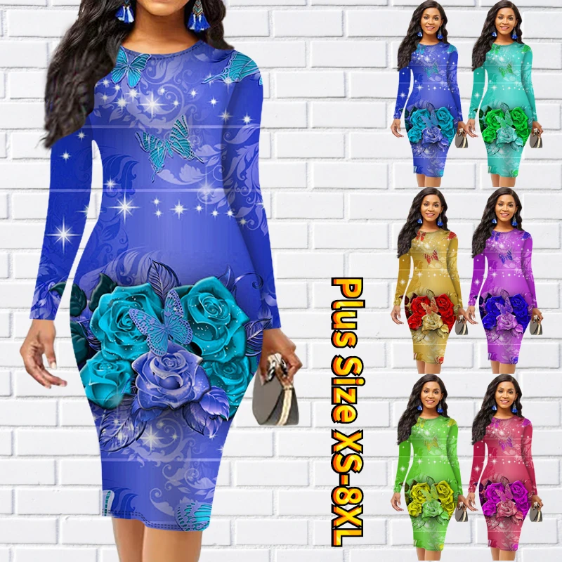 2023 Vintage Round Neck Tight Skirt Spring Autumn Women's Daily Fashion Dress Floral Print Long Sleeve Skirt Knee Length Skirt
2023 Vintage Round Neck Tight Skirt Spring Autumn Women's Daily Fashion Dress Floral Print Long Sleeve Skirt Knee Length Skirt