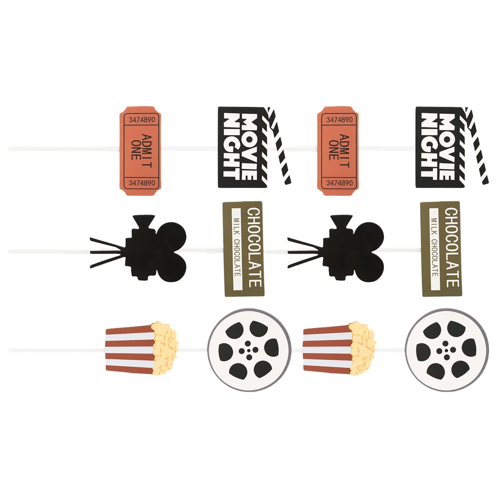 24PCS Creative Cake Inserted Movie Themed Party Decor Popcorn Cinema Ticket Lamplight Camera Birthday Cake Toppers Funny Movie 
24PCS Creative Cake Inserted Movie Themed Party Decor Popcorn Cinema Ticket Lamplight Camera Birthday Cake Toppers Funny Movie