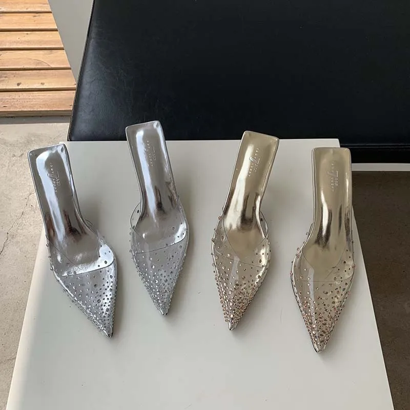 Rhinestone Women Slippers Transparent Jelly Shoes Woman Thin Mid Heels Silver Gold Summer Dress Sandals Slides Mules Pumps 39
Rhinestone Women Slippers Transparent Jelly Shoes Woman Thin Mid Heels Silver Gold Summer Dress Sandals Slides Mules Pumps 39