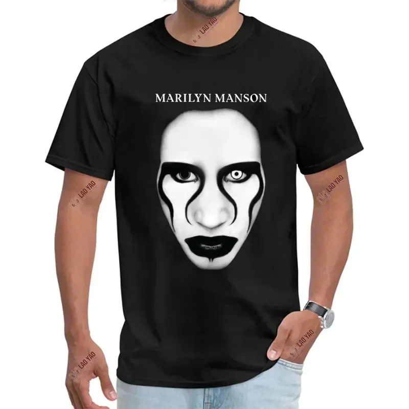 Летние женские блузки крупным планом Marilyn Manson Ретро стирка мужские унисекс