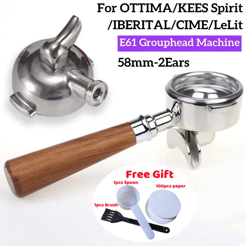 For OTTIMA/KEES Spirit/IBERITAL/CIME/LeLit E61 Grouphead Coffee Machine 58MM Filter Holder Spout Coffee Handle Portafilter
For OTTIMA/KEES Spirit/IBERITAL/CIME/LeLit E61 Grouphead Coffee Machine 58MM Filter Holder Spout Coffee Handle Portafilter
