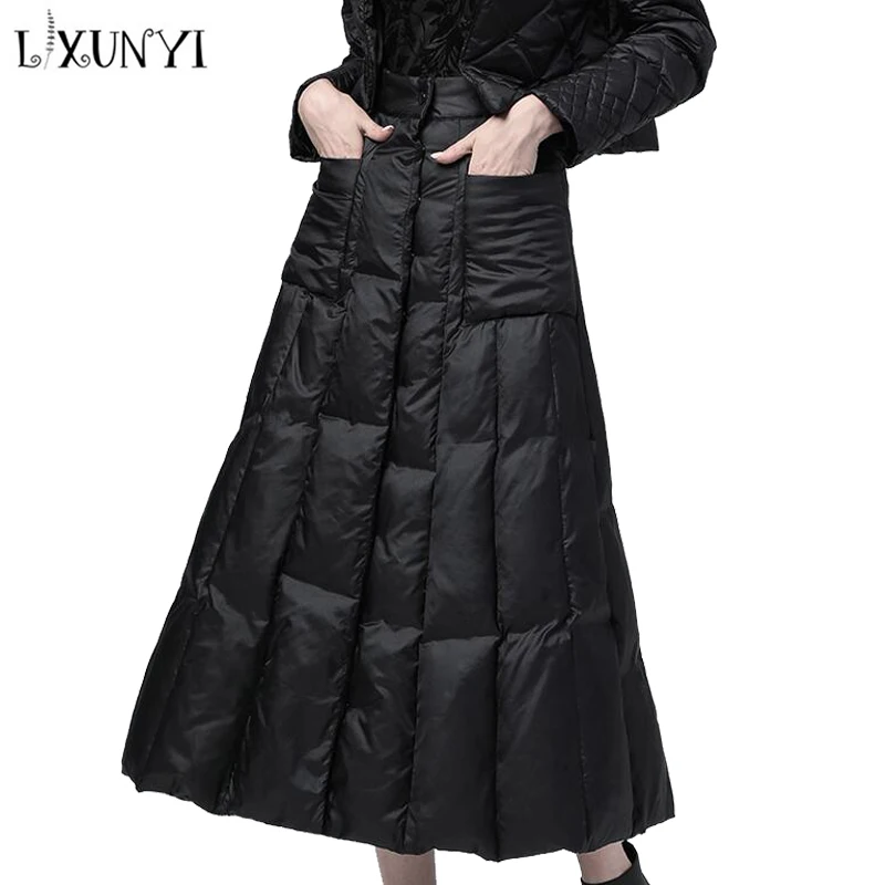 LXUNYI Winter Women Warm Skirt Korean High Waist Slim A Line Thickening Long Down Cotton Pocket Long Skirts Buttons Plus Size 
LXUNYI Winter Women Warm Skirt Korean High Waist Slim A Line Thickening Long Down Cotton Pocket Long Skirts Buttons Plus Size