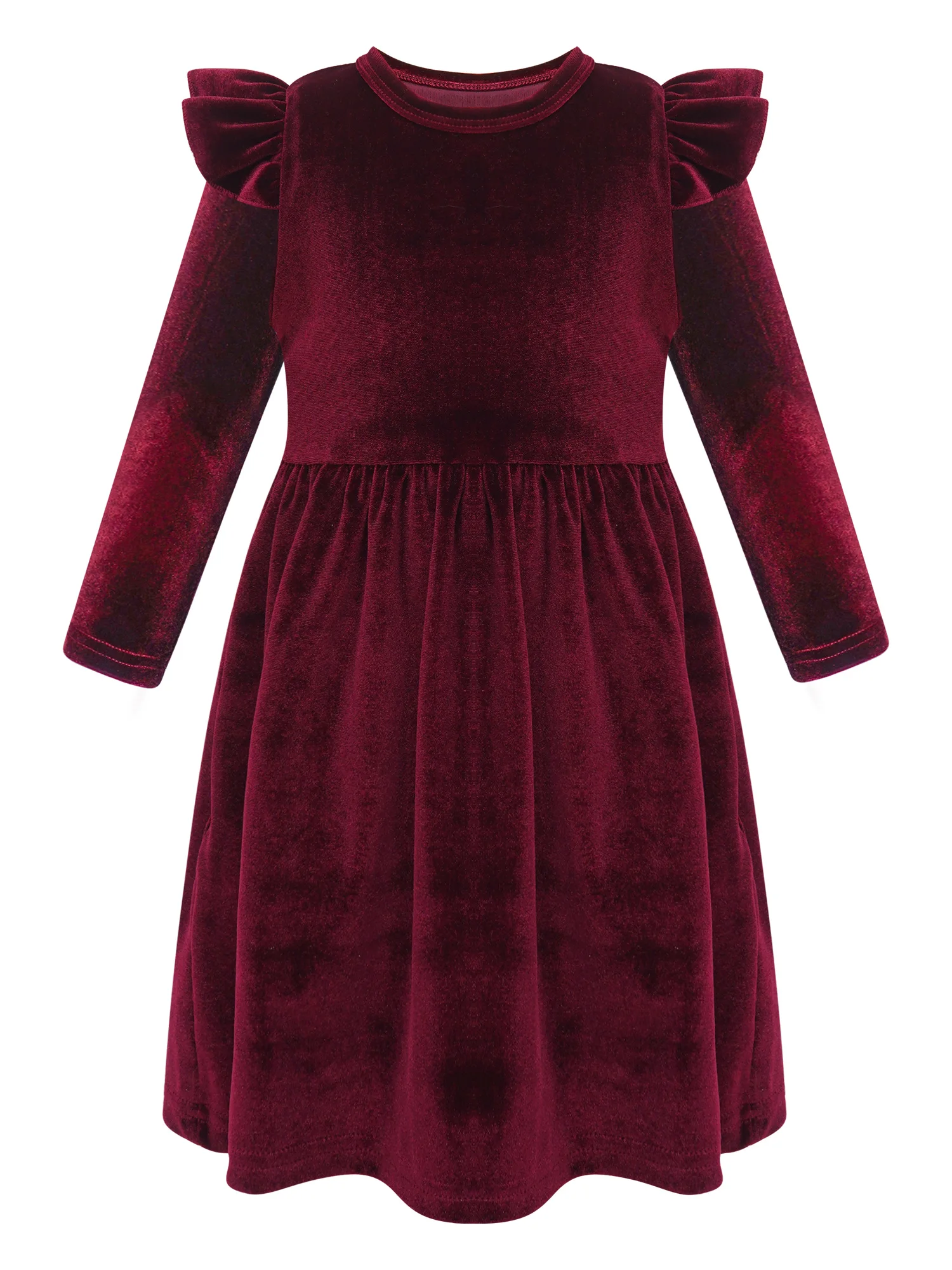 Baby Girls Single-sided Velvet Long Sleeve Dresses Round Neckline Ruffle Shoulder Solid Color Dress for Party Casual Daily Wear 
Baby Girls Single-sided Velvet Long Sleeve Dresses Round Neckline Ruffle Shoulder Solid Color Dress for Party Casual Daily Wear