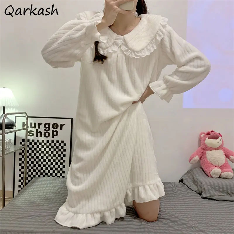 White Nightgowns Women Sweet Kawaii Girl Young Home Casual Design Peter Pant Collar Princess Sleepwear Nighty Aesthetics Winter
White Nightgowns Women Sweet Kawaii Girl Young Home Casual Design Peter Pant Collar Princess Sleepwear Nighty Aesthetics Winter