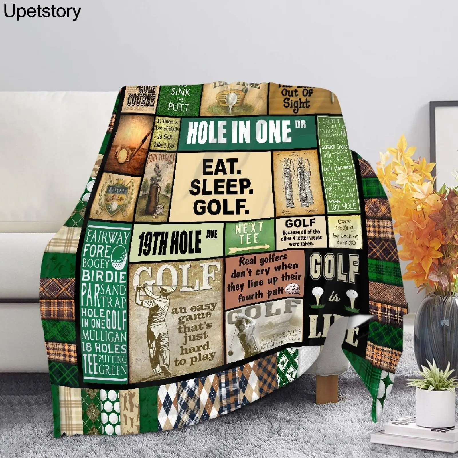

Дизайнерское одеяло Upetstory с помпоном для гольфа, весенне-осенние флисовые одеяла для детей, детское постельное белье, мягкие покрывала на заказ