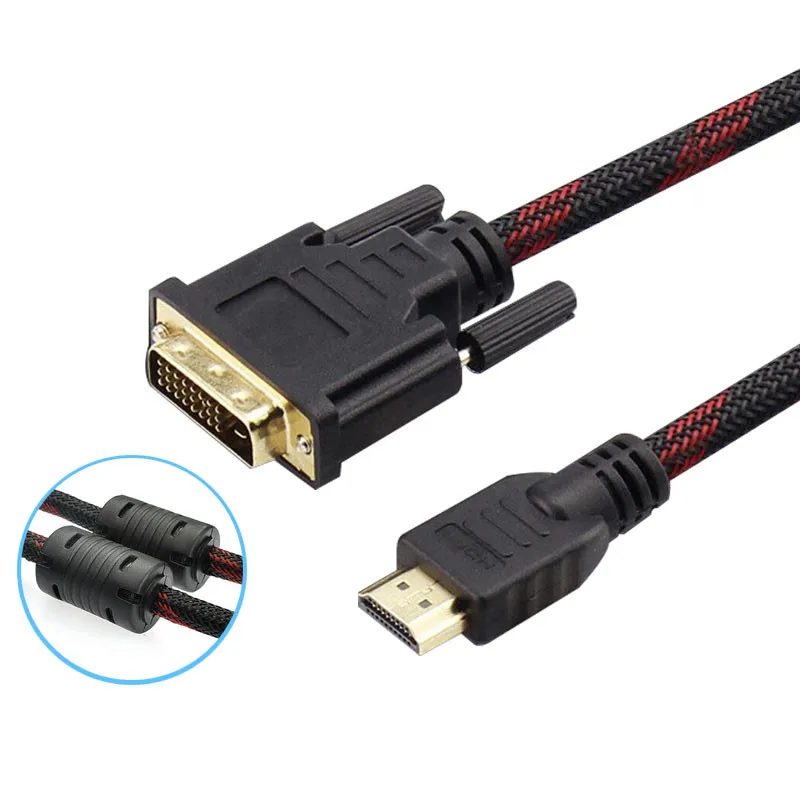 HDMI-compatible to DVI Cable 1080P 3D DVI to HDMI-compatible Cable DVI-D 24+1 Pin Adapter Cables Gold Plated for TV BOX DVD 1.5M
HDMI-compatible to DVI Cable 1080P 3D DVI to HDMI-compatible Cable DVI-D 24+1 Pin Adapter Cables Gold Plated for TV BOX DVD 1.5M