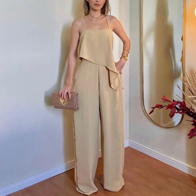 Женский комплект из двух предметов, однотонный комплект из двух предметов с топом и брюками, лето-осень 2023
Женский комплект из двух предметов, однотонный комплект из двух предметов с топом и брюками, лето-осень 2023