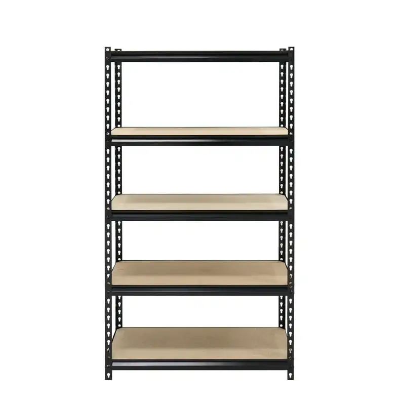in. W x 60 in. H x 12 in. D 5-Tier Black Steel Shelving Unit
in. W x 60 in. H x 12 in. D 5-Tier Black Steel Shelving Unit