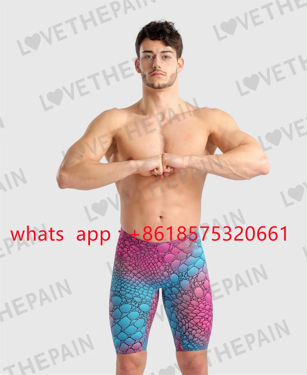 

2023 Summer Mens Swimwear Training Swim Shorts Beach Tight Trunks Swimming Pants Swimsuits Jammer Contest Sports Surf Shorts