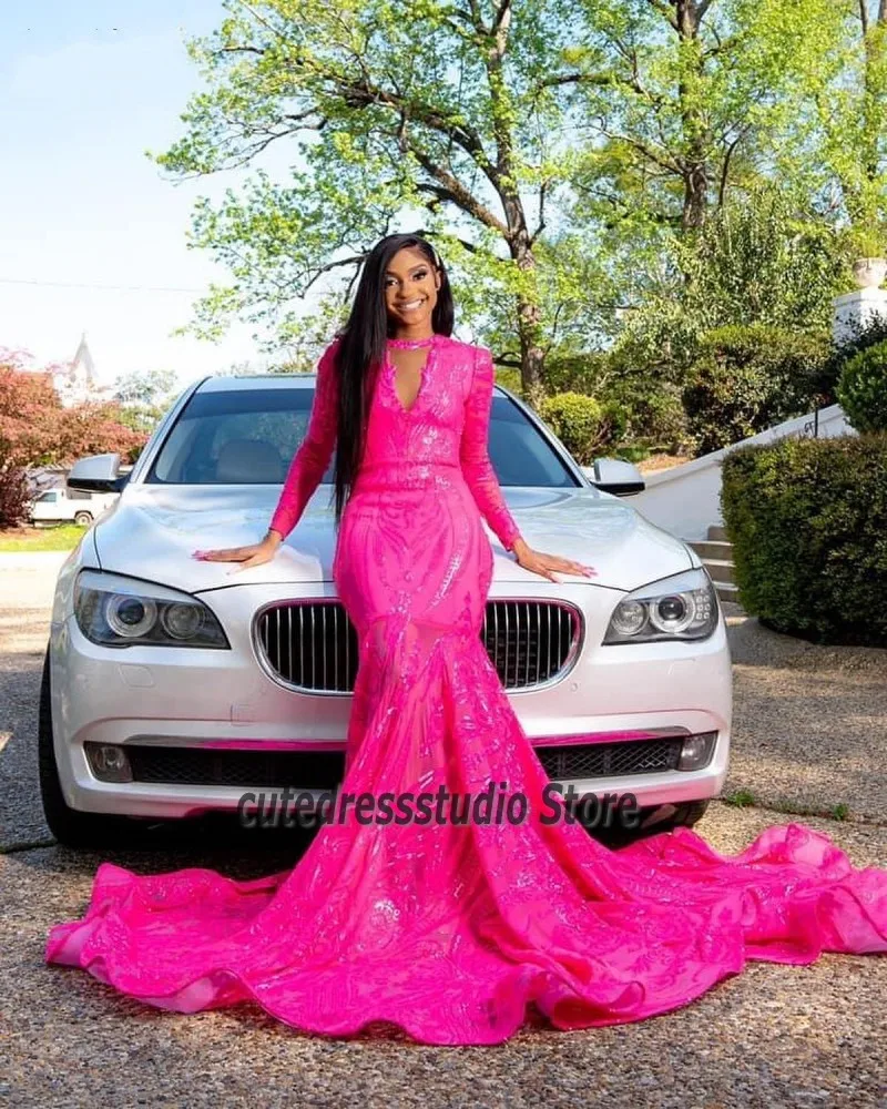 Sxy Open Back Hot Pink Mermaid Prom Dresses For Women Party 2022 Long Sleeves Sequin Evening Gowns Backless robe de soirée
Sxy Open Back Hot Pink Mermaid Prom Dresses For Women Party 2022 Long Sleeves Sequin Evening Gowns Backless robe de soirée