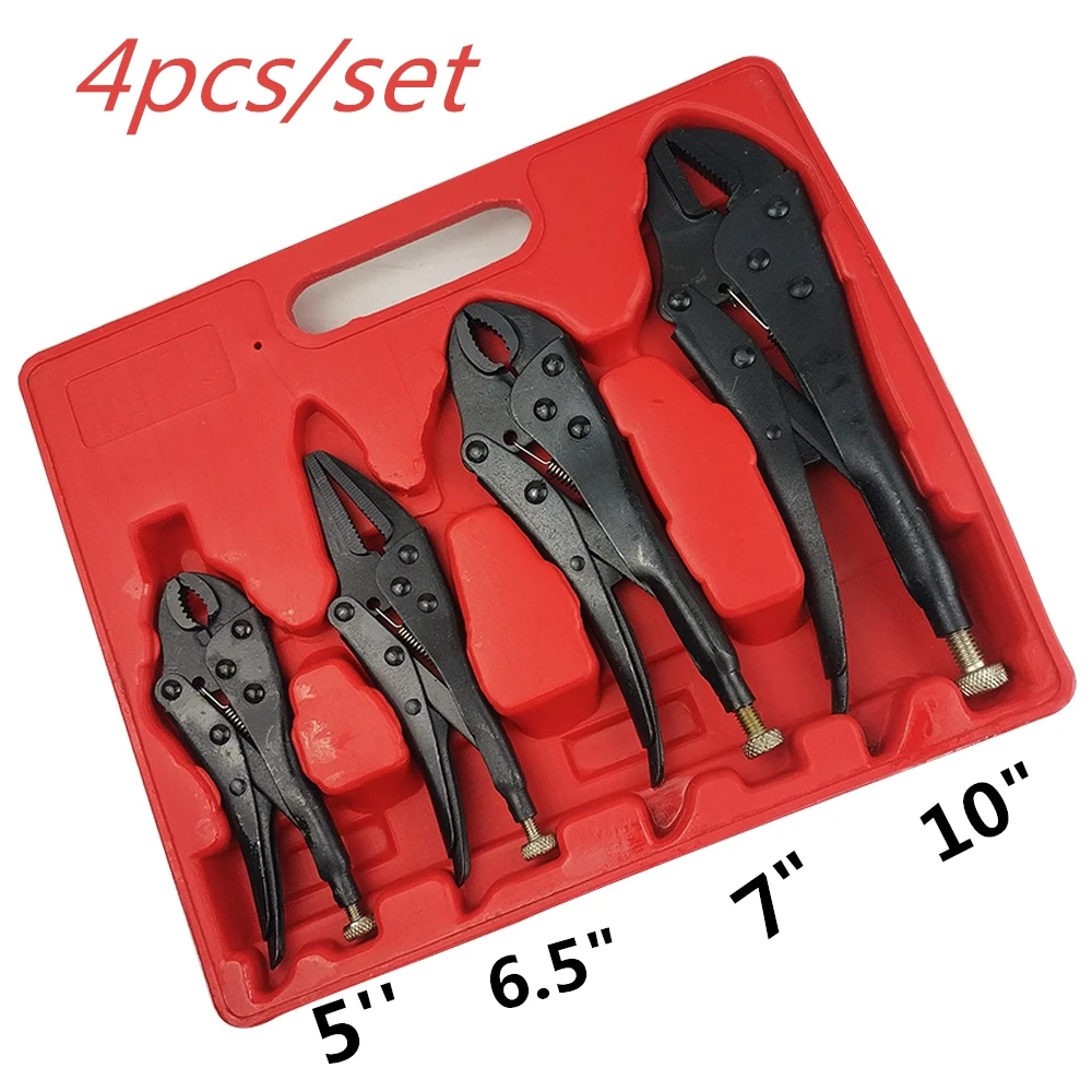 

4Pcs/set Locking Pliers Gourd Mouth Straight Jaw Lock Mole Plier High Carbon Steel Wear Resistant Vise Grip Clamping Hand Tools