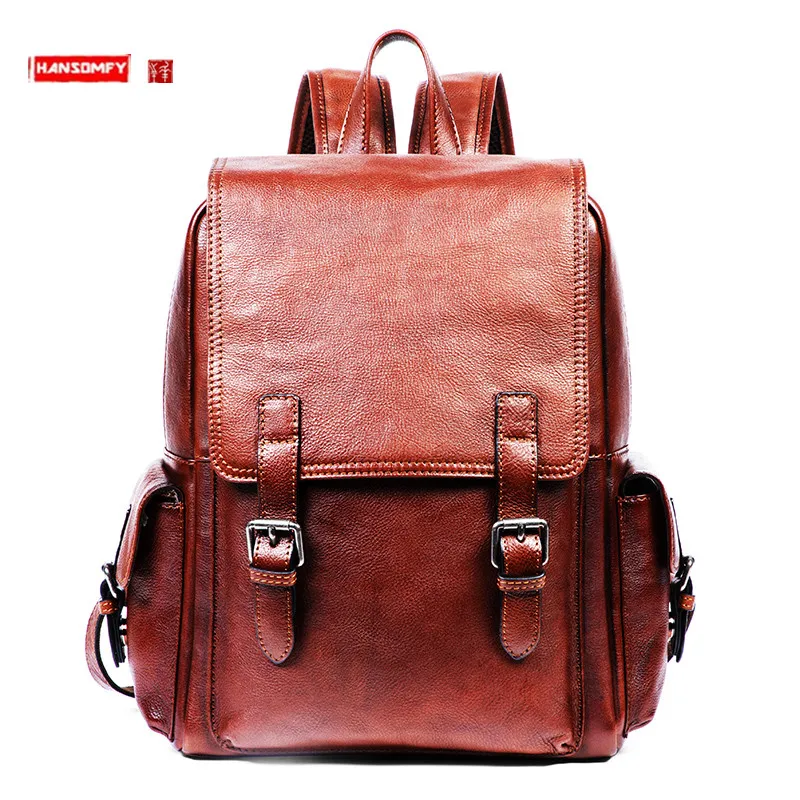 Повседневный кожаный рюкзак для мужчин, школьный ранец из воловьей кожи первого слоя, мужская дорожная сумка из мягкой кожи
Повседневный кожаный рюкзак для мужчин, школьный ранец из воловьей кожи первого слоя, мужская дорожная сумка из мягкой кожи