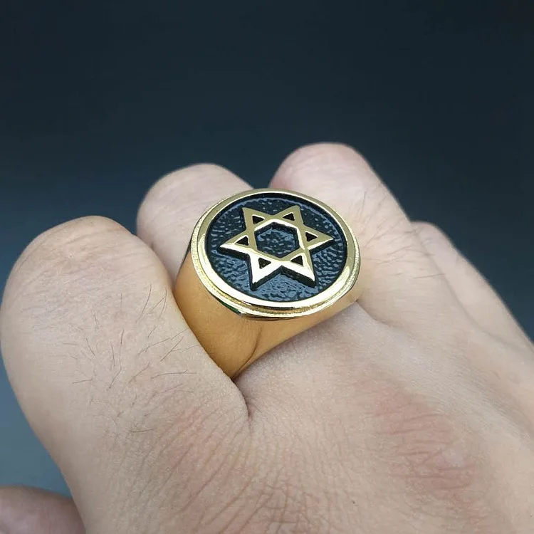 

Vintage Punk Star of David Ring For Men 316L Stainless Steel Six Pointed Star Biker Rings Men Fashion Jewelry Gift Wholesale