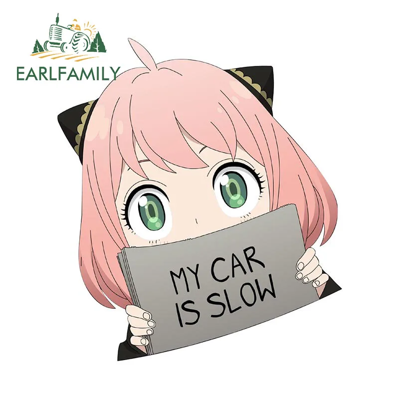 EARLFAMILY 13cm x 11.4cm for Spy Family Anya Forger My Car Is Slow Stickers Anime Waterproof Decals Door Protector - купить по