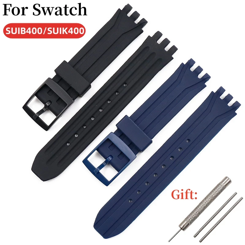 

18mm Silicone Watch Band For Swatch SUIB400 SUIK400 Watch Accessories Pin Buckle Men Women Sports Waterproof Replacement Strap