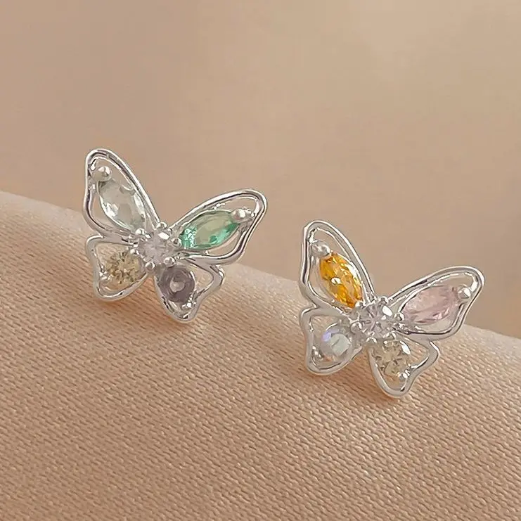 Sweet Colored Zircon Rhinestone Butterfly Stud Earrings for Women Simple Advanced Korean Style Ins Fashion Earrings Wholesale
Sweet Colored Zircon Rhinestone Butterfly Stud Earrings for Women Simple Advanced Korean Style Ins Fashion Earrings Wholesale