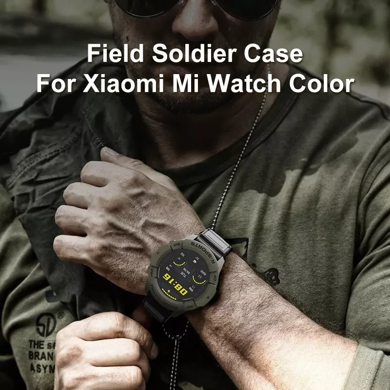 

Field Soldier Case for Xiaomi Mi Watch Color Sport Global Version Watch TPU Shell Protector Cover Army Band Strap Bracelet