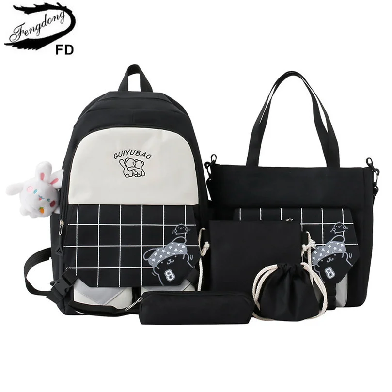 6pcs/set Children school backpack cute black and white plaid backpack kawaii school bags for kid girls handbag pencil bag set
6pcs/set Children school backpack cute black and white plaid backpack kawaii school bags for kid girls handbag pencil bag set