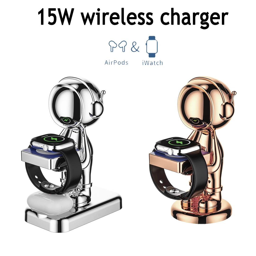 Gold 2 in 1 Wireless Watch Charger Astronaut Style Toy Magnetic Watch Stand Holder Wireless Charging for Smart Watches Chargers
Gold 2 in 1 Wireless Watch Charger Astronaut Style Toy Magnetic Watch Stand Holder Wireless Charging for Smart Watches Chargers