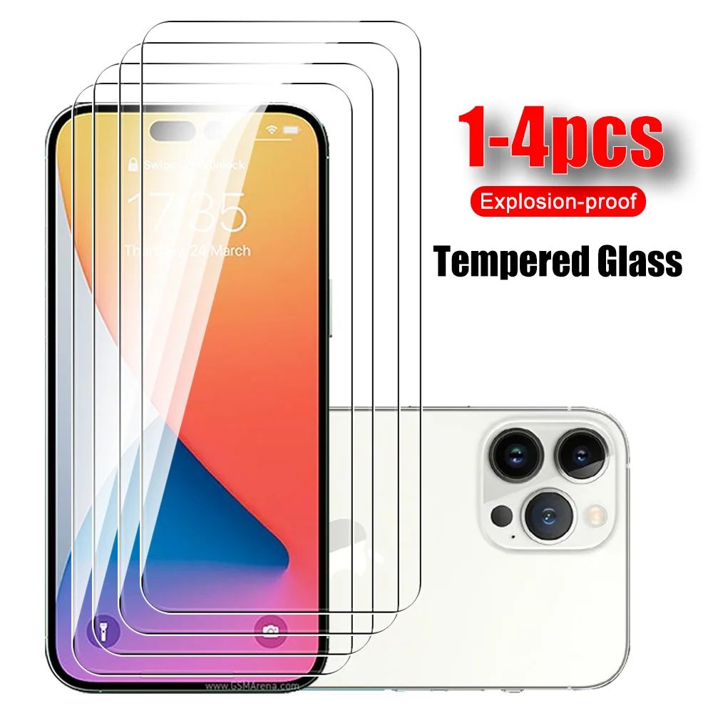 

Прозрачное закаленное стекло для Apple Iphone 14 Pro Max, Защитная пленка для экрана Iphone14, 14max, 14pro, 14promax, защитное стекло, 1-4 шт.