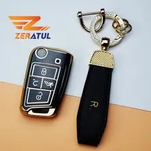 Auto Shell Fob Keychain for VW 2016 2017 2018 2019 2020 Golf 7 ALLTRACK MK7 for Skoda Octavia A7 4Buttons TPU Car Key Cover Case