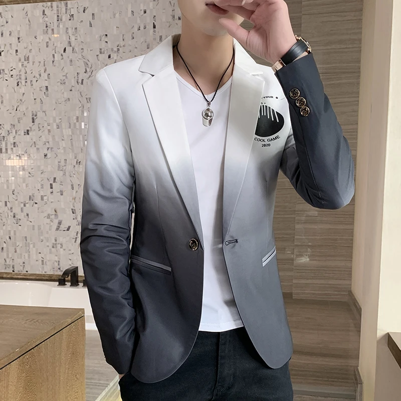 Mens Slim Fit Blazer Spring New Hot Gradient Color Suit Jacket Male Korean Version Casual Brand Fashion Trend Mens Clothing
Mens Slim Fit Blazer Spring New Hot Gradient Color Suit Jacket Male Korean Version Casual Brand Fashion Trend Mens Clothing