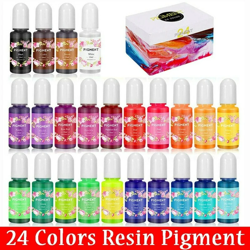 24 Colors/Set 10ml Epoxy Resin Ink Pigment Liquid Colorant Kit Dye Art Craft Set DIY Diffusion Resin Mold Jewelry Making
24 Colors/Set 10ml Epoxy Resin Ink Pigment Liquid Colorant Kit Dye Art Craft Set DIY Diffusion Resin Mold Jewelry Making