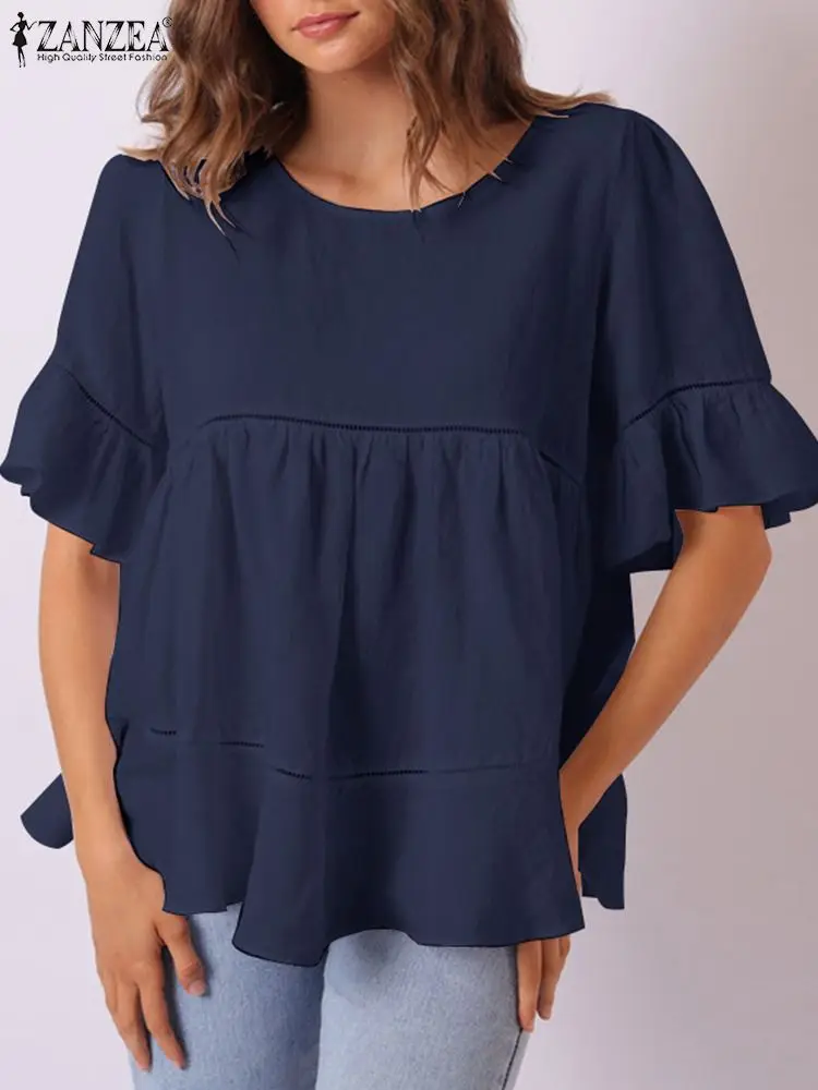 Модная летняя Элегантная блузка ZANZEA с круглым вырезом и рукавом до локтя, повседневные однотонные праздничные блузы, топы в стиле пэчворк, с... 
Модная летняя Элегантная блузка ZANZEA с круглым вырезом и рукавом до локтя, повседневные однотонные праздничные блузы, топы в стиле пэчворк, с...