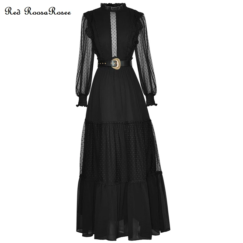Red RoosaRosee Stand Collar Sexy Perspective Long Lantern Sleeve Black Maxi Dress Wemen 2022 Designer Autumn Vestidos Robe Femme
Red RoosaRosee Stand Collar Sexy Perspective Long Lantern Sleeve Black Maxi Dress Wemen 2022 Designer Autumn Vestidos Robe Femme