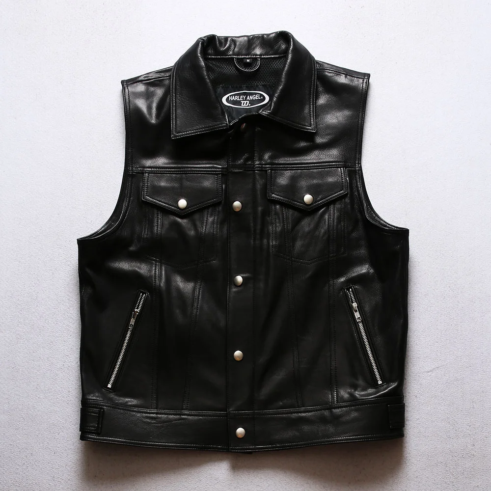 Men's 100% Sheepskin Vest Brand Thick Genuine Leather Motorcycle Black Vest Designer Vintage Classic Zipper Slim Fit Coats
Men's 100% Sheepskin Vest Brand Thick Genuine Leather Motorcycle Black Vest Designer Vintage Classic Zipper Slim Fit Coats