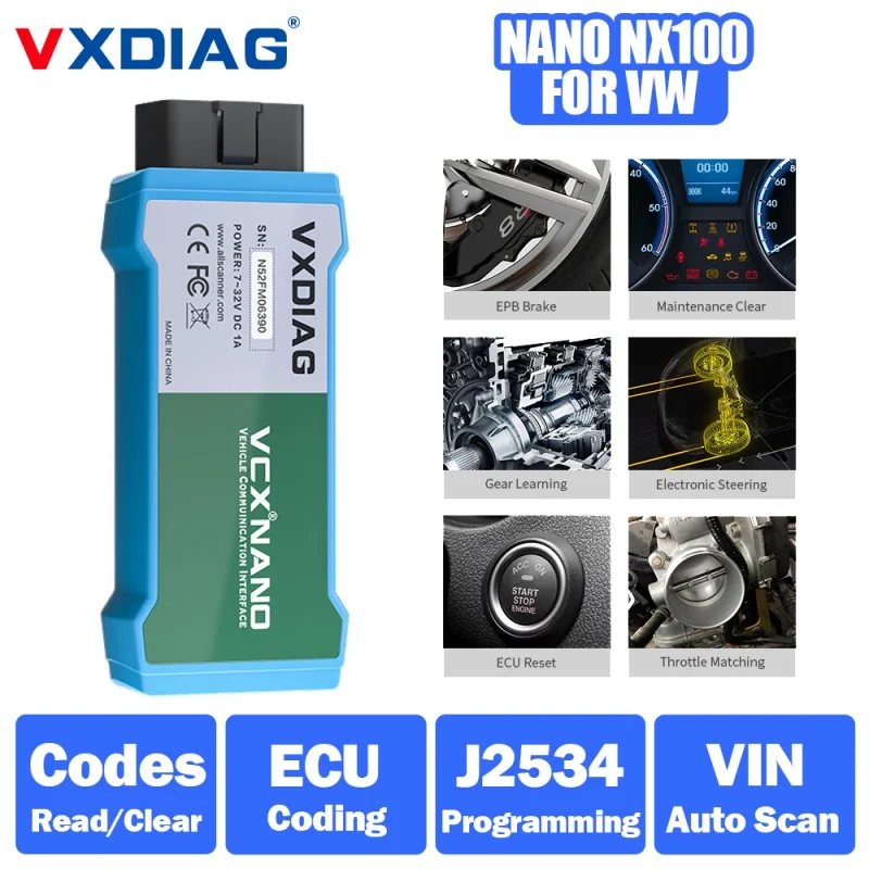 VXDIAG NANO NX100 for VW 5054A 6154A Car OBD2 All System Diagnostic Tool ECU Coding J2534 Programming Active Test Free Shipping
VXDIAG NANO NX100 for VW 5054A 6154A Car OBD2 All System Diagnostic Tool ECU Coding J2534 Programming Active Test Free Shipping