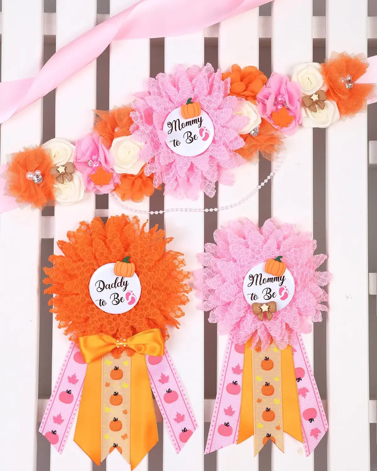 Pumpkin Themed Mom and Dad To Be Corsage Pin Set Mommy To Be Belly Belt Perfect for Fall Pumpkin Baby Shower Party Decorations
Pumpkin Themed Mom and Dad To Be Corsage Pin Set Mommy To Be Belly Belt Perfect for Fall Pumpkin Baby Shower Party Decorations