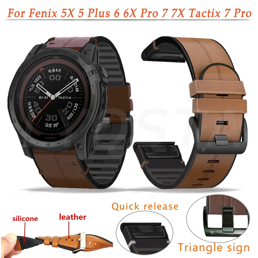 26 22mm Smart Watchband For Garmin Fenix 7 7X/Tactix 7 Pro/5X 5 Plus 6 6X Pro 3HR D2 Quick Release Silicagel Leather Wrist Strap
26 22mm Smart Watchband For Garmin Fenix 7 7X/Tactix 7 Pro/5X 5 Plus 6 6X Pro 3HR D2 Quick Release Silicagel Leather Wrist Strap
