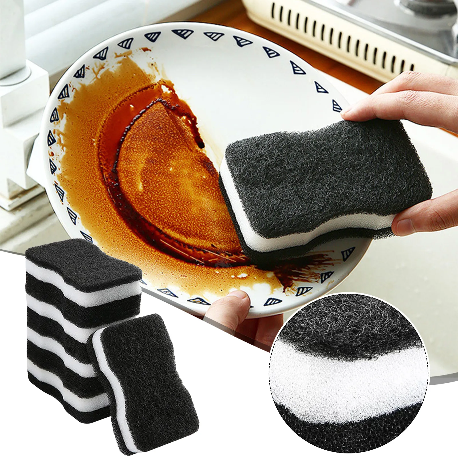 5PCS Black Dish Sponge Scouring Pad Kitchen Cleaning Sponge Wiping Loofah Multi Purpose Kitchen Cleaning Brushes
5PCS Black Dish Sponge Scouring Pad Kitchen Cleaning Sponge Wiping Loofah Multi Purpose Kitchen Cleaning Brushes