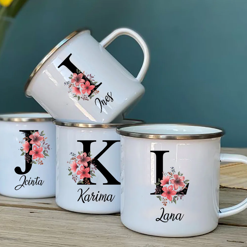 Enamel Mug Custom Personalized Name Flower Letter Alphabet Mug Camping Handle Coffee Tea Milk Mugs Festive Birthday Gifts
Enamel Mug Custom Personalized Name Flower Letter Alphabet Mug Camping Handle Coffee Tea Milk Mugs Festive Birthday Gifts